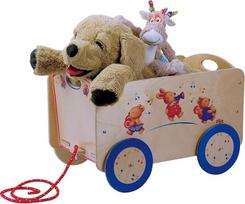 Dida - Die Musikanten Ziehwagen aus Holz, Spielzeugwagen mit Rädern für Kinder 2 3 4 Jahre, Montessori Methode Lern- und Spaßspielzeuge