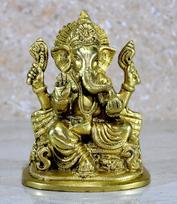 ESPLANADE 5" Ganesha Brass Showpiece | Home Decoration | Ganesh Ganesha Ganpati Ganapati Murti Idol (Sitting Ganesha)
