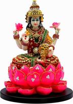 eSplanade Lakshmi on Lotus | Laxmi Goddess Murti Idol Statue Sculpture Figure - Resin - 11 Inch - Multicoloured