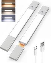 EZVALO Under-Unit Light Virtuvės LED 38 cm spintelės apšvietimas Belaidis 3 spalvų temperatūrų reguliuojamas apšvietimas su PIR judesio jutikliu, skirtas spintai, laiptams, nameliams ant ratų (2 vnt.)