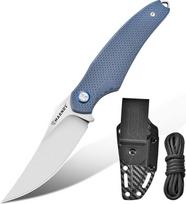 Harnds Shark Lauko peilis Fiksuotas peilis su Kydex dėklu D2 plieno geležtė Idealus stovyklavimo peilis Premium išgyvenimo peilis Bushcraft peilis (pilkas - satininis)