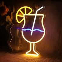 Ineonlife Kokteiliai Neono ženklas sienoms dekoruoti Neono reklaminė taurė LED ženklas Neono šviesos USB Lemon Neono ženklas Cheers Neono baro ženklas viešbučio kavinei Pub