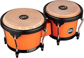 Meinl Percussion Bongos Journey Series - 2 Hand Drums with 6.5 and 7.5 Inch - Includes Tuning Key - ABS Plastic, Electric Coral (HB50EC)