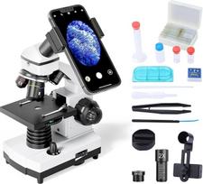 Mikroskopas vaikams studentams, 200-2000x Vergrößerung, Stark, Biologisch, Bildungstechnisches Monokular Mikroskop mit Handyadapter, Fernauslöser, Tragetasche, Zubehör(10) und Objektträger(15)