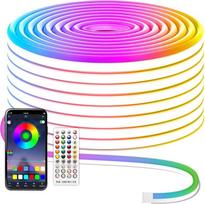 MMEEVT 15 m Neon LED Strip, Flexible Neon LED Strip, Remote Control/App Control, IP65 Waterproof RGB Neon Rope Light with Music Sync for Bedroom, Room and Outdoor Decoration