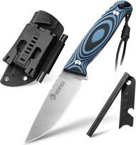 NedFoss lauko peilis su Kydex dėklu, medžioklinis peilis iš vientiso plieno, Bushcraft peilis, EDC peilis, 9 cm ilgio geležtė, aštrus vairavimo peilis su G10 rankena, mėlynas