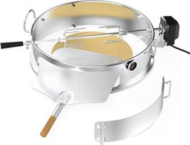 Onlyfire Stainless Steel Pizza Ring Kit with Rotisserie Skewer, Complete Pizza Oven Conversion Kit (including Pizza Stone, Pizza Shovel) and Rotisserie Grill Skewer for Weber 57 cm Kettle Barbecue and