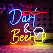 OYCGZV Dart Beer Neon Sign Darts Bar LED Neon Sign Wall Beer Bar Neon Sign Game LED Sign for Beer Bar Resturant Living Room Bedroom Man Cave Party Home Decor Store Dovanos