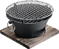 Portable Charcoal Grill, Cast Iron Charcoal Oven, Cast Iron Grill, Portable Pre-Burned Charcoal Grill Stove with Grill Grid, Indoor Outdoor Charcoal Grill for Camping, Picnic, Party (28 cm)