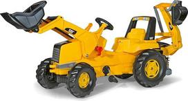 Rolly Toys Traktor / rollyJunior CAT (mit Lader und Heckbagger, für Kinder ab drei Jahren, Sitz verstellbar, Flüsterlaufreifen) 813001, Gelb