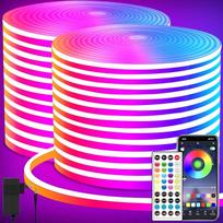segrass LED Neon Strip, DC 24 V 40 m RGB Neon LED Strip App Remote Control Flexible Waterproof Neon LED Strip for Bedroom, Playroom, Outdoor Decoration (2 Rolls of 20 m)