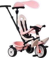 Smoby - Baby Balade 3-in-1 Rosé vaikiškas triratukas su stūmimo strypu, sėdyne su saugos diržu, metaliniu rėmu, laisvuoju pedalu, skirtas vaikams nuo 10 mėn.