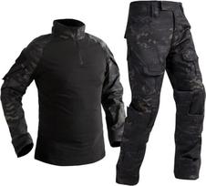 Uugood Combat Shirt Pant Tactical Suits Army Military T-Shirt Paintball Equipment Tactical Clothing German Army Long Sleeve Multicam Uniform for Airsoft Paintball Hunting