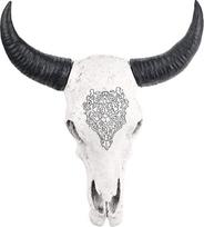 XINGYAN dervos jaučio galva jaučio kaukolė galva sienos dekoro Longhorn kaukolė skulptūros lenta meno amatų papuošalai ragai statulos kabinti menas namų apdaila (Modelis A)