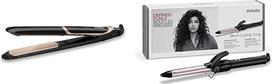 "Babyliss Super Smooth 235" tiesintuvas su jonų technologija 140 °C - 235 °C ST393E ir 19 mm garbanotuvas su siauro skersmens spaustuku tankioms garbanoms