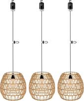 "EcoGehen" 3 x rotango pakabinamas šviestuvas su baterija Lauko vidaus pakabinama lempa Baterija valdoma lempa Nešiojamasis Boho krepšelis Abažūras Pakabukas Šviesa be maitinimo jungties Lauko apšvietimas sodui