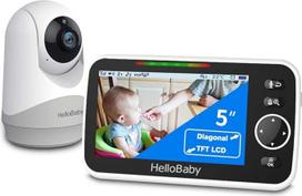 "HelloBaby" monitorius su kamera ir garsu, 5 colių ekranas su 3500 mAh baterija, nuotolinio valdymo panoraminio pakreipimo ir priartinimo kamera, dvipusis pokalbis, ECO režimas, naktinis matymas automobilyje, veikimo nuotolis iki 900 pėdų