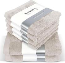 "Herzbach home" rankšluosčių rinkinys iš 100 % medvilnės - minkštas ir gerai sugeriantis, smėlio pilkos spalvos