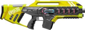 "Jamara 410083 Impulse Gun Rifle Laser Tag" su 3 kovų rinkiniu (4 žaidėjų komanda, paskutinis išlikęs - 4 imituojamų ginklų dvikova su garso efektais iki 40 m atstumu, geltona/raudona)