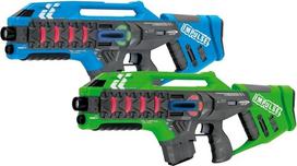 "Jamara" 410084 "Impulse Gun Rifle" lazerinis šautuvas su 3 kovų rinkiniu (4 žaidėjų komanda, "Last Man Standing" - dvikova - 4 imituojami ginklai su garso efektais, iki 40 m nuotolis, mėlyna/žalia spalva)