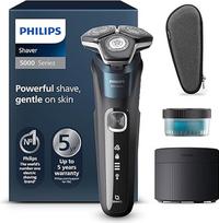 "Philips" skustuvas "Series 5000" - elektrinis drėgnas ir sausas skustuvas su "SkinIQ" technologija, sulankstomu kirptuvu, nešiojimo krepšeliu, valymo stotele, elektrinis mėlynas (modelis S5889/50)