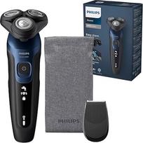"Philips" skustuvas "Series 5000" - elektrinis nosies ir krūminių dantų krapštukas vyrams, metalinės mėlynos spalvos, su priekiniu kirptuvu ir transportavimo dėklu (Modelis S5465/18)