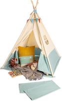 "Pinolino Yuma Teepee" palapinė, pagaminta iš audinio ir medžio, su langu, grindų kilimėliu ir laikymo krepšiu, skirta vaikams nuo 3 metų, pastelinių spalvų audinys ir puokštė
