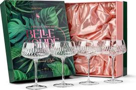 GLASSIQUE CADEAU "Vintage Belle Martini Coupe" kokteilių taurės | 4 rinkiniai | 340 ml kokteilių taurės Daiquiri, Espresso Martini, šampanui | Krištolo taurės šampanui