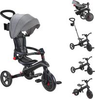 GLOBBER Explorer Trike sulankstomas "4-in-1" juodas/pilkas - triratukas, balansinis dviratis ir vaikiškas vežimėlis 10/8,5 colių - TPR sėdynė - reguliuojamo aukščio vaikiška transporto priemonė