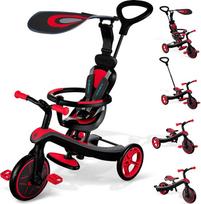 GLOBBER Explorer Trike 4-in-1 Red - triratukas, balansinis dviratukas ir vežimėlis 10/8,5 colių - TPR sėdynė - reguliuojamo aukščio vaikiška transporto priemonė