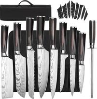 Gustrug Knife Set 8-Piece Kitchen Knife Set with Knife Sharpener, Sharp Knife Set Made of High-Quality Carbon Stainless Steel, Professional Chef's Knife Set with Ergonomic Handle