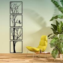 Luccyle Groß 4 Stück Wanddeko aus Metall,Wandkunst Metall Baum 4 Paneele,modern, Metall,Spring, Baum