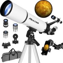 MEEZAA teleskopas Astronomija Suaugusiems Profesionalus 80 mm atidarymo 600 mm AZ refraktoriaus teleskopas vaikams ir pradedantiesiems su trikoju, mobiliojo telefono laikikliu ir krepšiu planetoms ir Mėnuliui stebėti