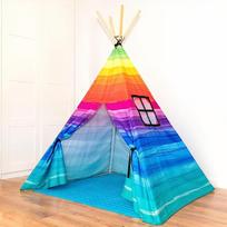 NUBUNI Teepee palapinė vaikams Akvarelė | Tippi vaikiška palapinė berniukui | Vaikiška palapinė viduje | Vaikiška palapinė su kilimėliu ant grindų ir laikymo maišeliu | Tippi vaikiška palapinė su grindų kilimėliu ir laikymo maišeliu
