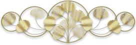 QHENS Sienų dekoracijos Ginkgo Gold, metalinė metalinė dekoracija, sienų dekoracijos Svetainės dekoracijos, skirtos namų sienų meno dekoracijoms, 3D sienų paveikslai Ginkko, reguliuojami lapai, 128 x 43 cm