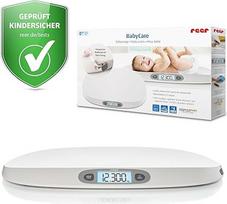 reer BabyCare Kūdikių svarstyklės Ergonomiškos svarstyklės naujagimiams / kūdikiams 25 kg maksimalus svoris Integruota matavimo juostos laikymo ir taros funkcija Apšviestas LCD ekranas 5 g tikslumas