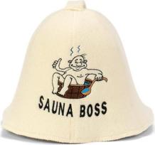 SAUNA GURU Sauna Boss Hat, 100% Organic Wool Felt Sauna Cap, Banya Hat Sauna Hair Protection, Sauna Accessories Embroidered Hat, Russian Sauna Hat, Sauna Room Accessories, Sauna Gifts for Men and