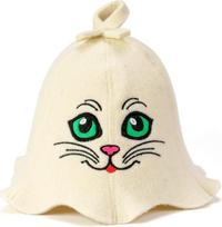 SAUNA GURU SAUNA GURU Sauna Kitten Eyes Hat 100% Organic Wool Felt Sauna Cap Banya Hat Sauna Hair Protection Sauna Accessories Sauna Accessories Embroedered Hat Russian Sauna Hat Sauna Accessories Sauna Dovanos vyrams ir moterims