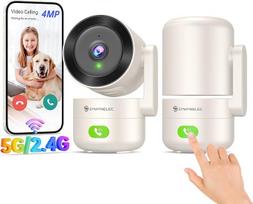 SYMYNELEC 2K 4MP Indoor Surveillance Camera, 360°, 5GHz/2.4GHz WLAN Surveillance with AI Motion Detection, IR Night Vision, Indoor Security Camera for Pets, Dogs, Baby Monitor Compatible Alexa, Pack