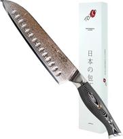 Totiko Japan Knives, professional Japanese kitchen knife, SANTOKU YOSHINAKA Damascus knife with 19 cm blade - 7 inch