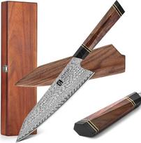 XINZUO Damasko plieno 21,5 cm virėjo peilis, rankomis kaltas Kiritsuke virėjo peilis, profesionalus japoniškas virtuvės peilis, dykumos geležies medžio rankena su magnetiniu dėklu ir akacijos medžio dėžute