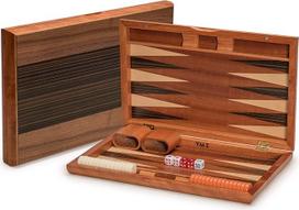 Yellow Mountain Imports Backgammon Game Set with Wooden Inserts, Pasadena - 38.5 cm Game Board with Acrylic Tokens & Wooden Dice Cups