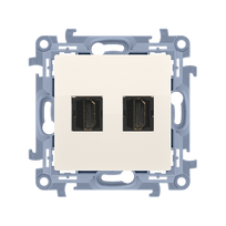 Kištukinis lizdas su HDMI, 2 vt. kreminis, potinkinis, Simon10, CGHDMI2.01/41