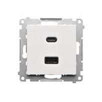 Mechanizmas 2xUSB, A+C, Potinkinis, baltas matinis, IP20, Kontakt-simon, Simon55, TEC2CAQ.01/111