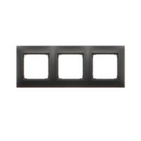 Cover frame for domestic switching devices, 3 vt, black matt, Kontakt Simon, Simon54, DR3/49