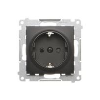 Socket outlet, 0, 1, Black, Flush mounted (plaster), IP20, Kontakt-simon, Simon54, DGSZ1Z.01/49