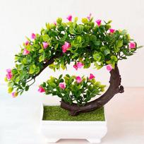 Dirbtiniai bonsai mažo medžio vazoniniai augalai netikros gėlės vazoniniai papuošalai Namų dekoras rožinė
