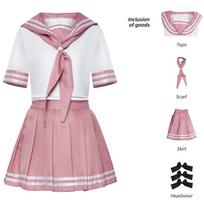 A-Fu Cosplay Jūreiviškas Kostiumas Japoniško Stiliaus Studentų Kojinės Su Kaspinėliais Astolfo Cosplay Kostiumas S rožinė