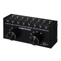 Durable 6 Input 2 Output Audio Signal Selection Speaker Switch 3.5mm Connector
