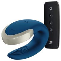 Satisfyer Double Love - programėle valdomas porų vibratorius (mėlynas)
